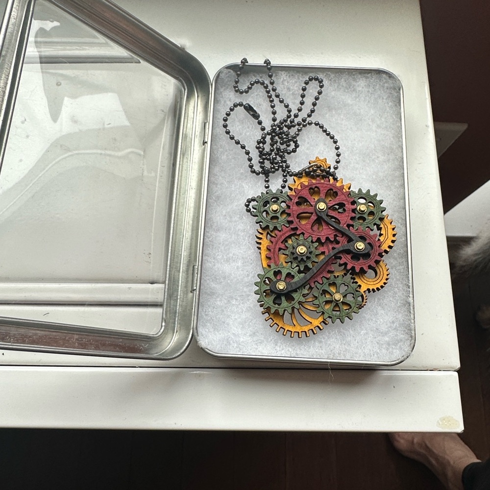 Green Tree Jewelry Gear Garb Pendant Necklace